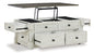 Havalance White Gray Lift-Top Coffee Table with Storage Drawers