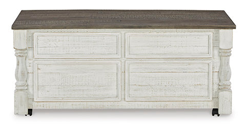 Havalance White Gray Lift-Top Coffee Table with Storage Drawers