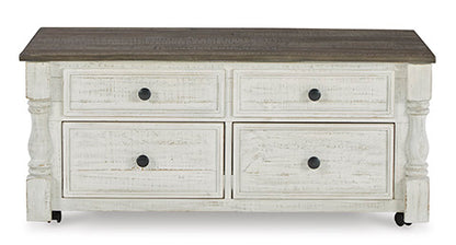 Havalance White Gray Lift-Top Coffee Table with Storage Drawers