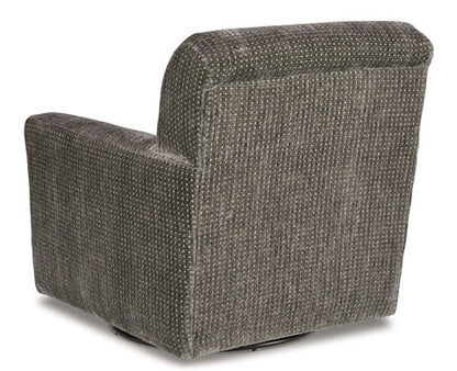 Herstow Charcoal Swivel Glider Accent Chair