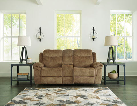 Huddle-Up Nutmeg Glider Reclining Loveseat with Console