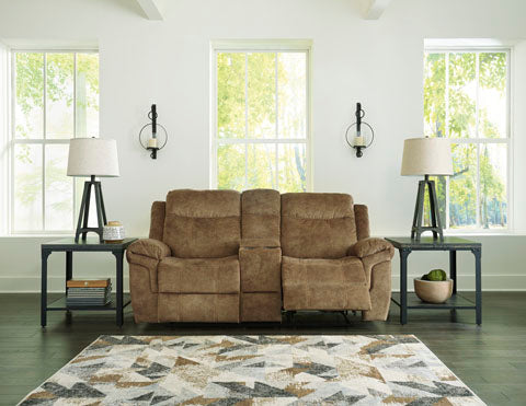 Huddle-Up Nutmeg Glider Reclining Loveseat with Console