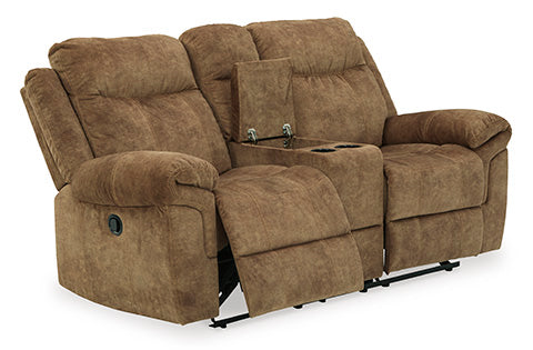 Huddle-Up Nutmeg Glider Reclining Loveseat with Console