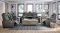 HyllMont Gray Power Reclining Sofa and Loveseat Set