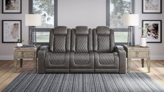 HyllMont Gray Power Reclining Sofa