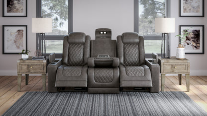 HyllMont Gray Power Reclining Sofa