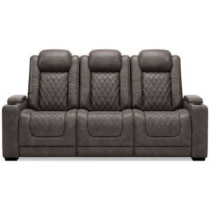 HyllMont Gray Power Reclining Sofa