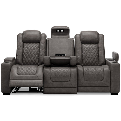 HyllMont Gray Power Reclining Sofa
