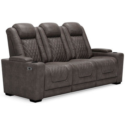 HyllMont Gray Power Reclining Sofa