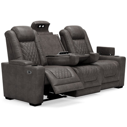 HyllMont Gray Power Reclining Sofa