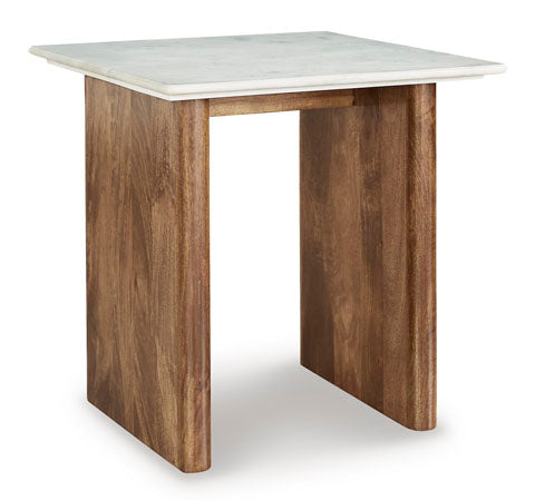 Isanti Light Brown and White End Table