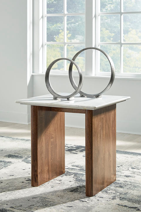 Isanti Light Brown and White End Table