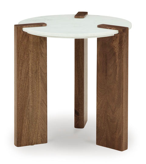 Isanti White and Brown End Table