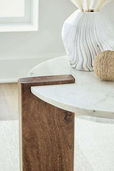 Isanti White and Brown End Table