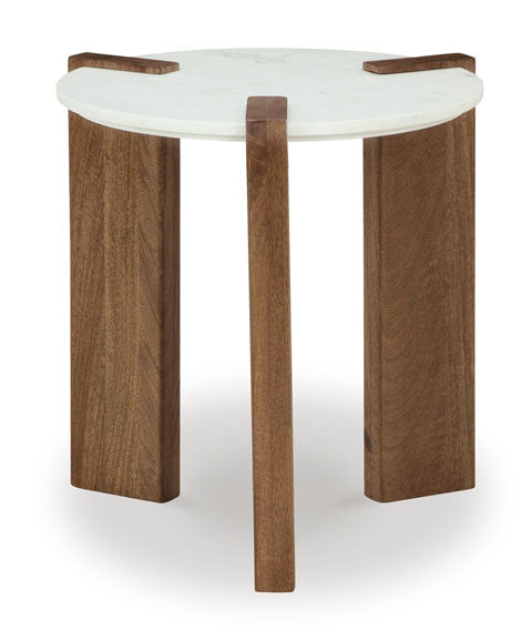 Isanti White and Brown End Table