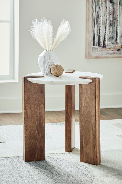 Isanti White and Brown End Table