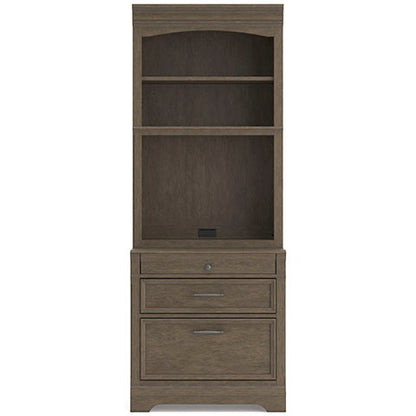 Janismore Weathered Gray Bookcase with Hutch