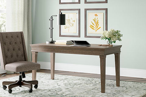 Janismore Weathered Gray Home Office Desk