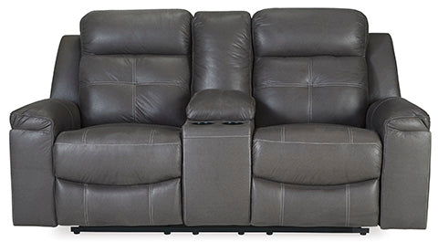 Jesolo Dark Gray Reclining Loveseat with Console