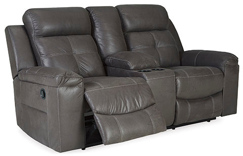 Jesolo Dark Gray Reclining Loveseat with Console