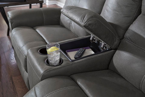 Jesolo Dark Gray Reclining Loveseat with Console