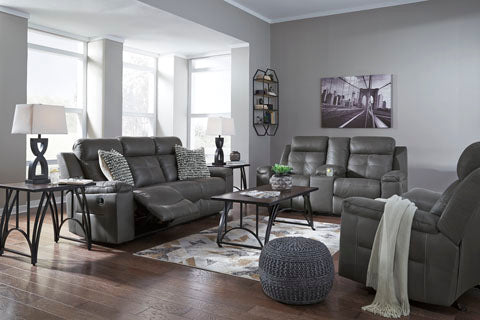 Jesolo Dark Gray Reclining Loveseat with Console