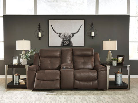 Jesolo Coffee Reclining Loveseat with Console