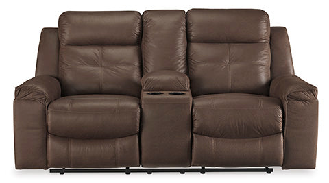 Jesolo Coffee Reclining Loveseat with Console