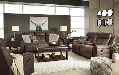 Jesolo Coffee Reclining Loveseat with Console