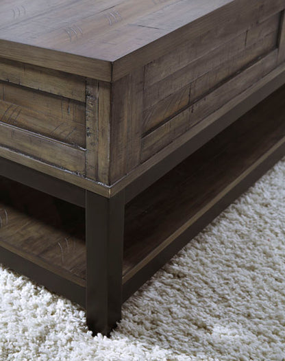 Johurst Grayish Brown Coffee Table with Lift Top