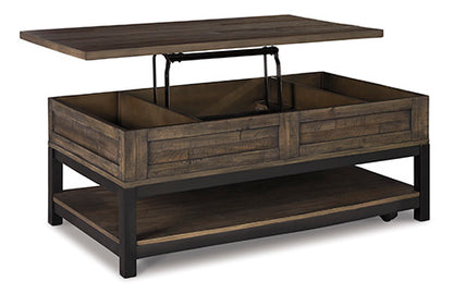 Johurst Grayish Brown Coffee Table with Lift Top