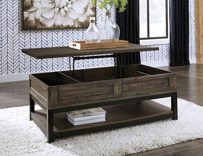 Johurst Grayish Brown Coffee Table with Lift Top
