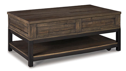 Johurst Grayish Brown Coffee Table with Lift Top