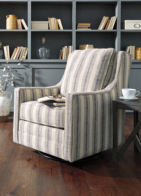 Kambria Ivory & Black Swivel Glider Accent Chair