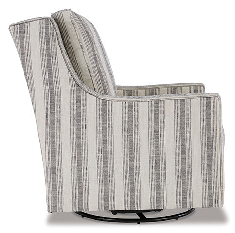 Kambria Ivory & Black Swivel Glider Accent Chair