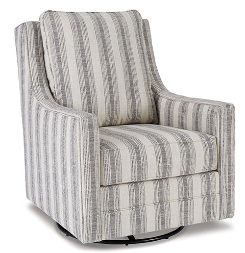 Kambria Ivory & Black Swivel Glider Accent Chair