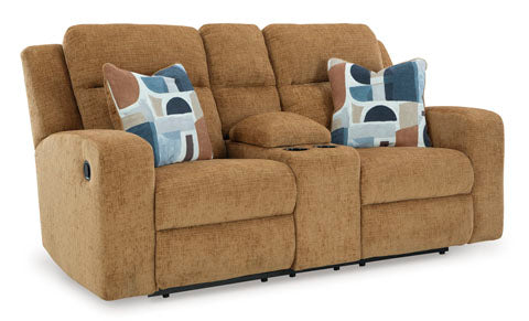 Kanlow Honey DBL Rec Loveseat w/Console