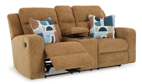 Kanlow Honey DBL Rec Loveseat w/Console