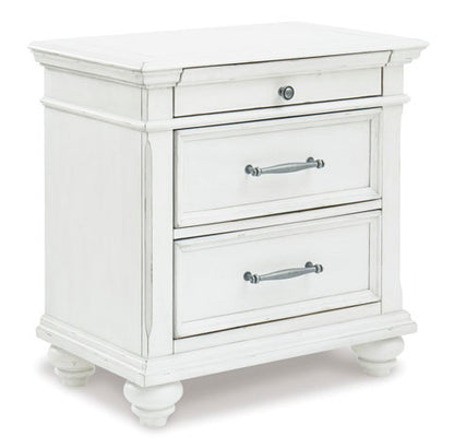 Kanwyn Whitewash Three Drawer Night Stand