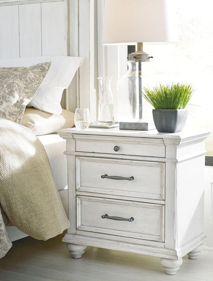 Kanwyn Whitewash Three Drawer Night Stand