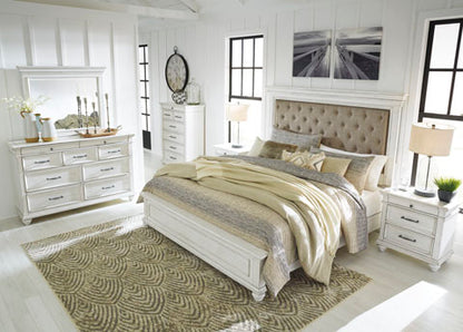 Kanwyn Whitewash Upholstered Panel Bedroom Set with Storage