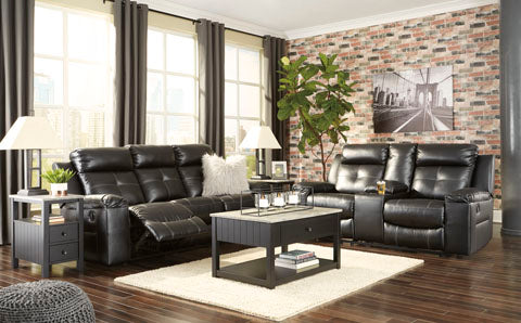 Kempten Black Reclining Sofa and Loveseat Set