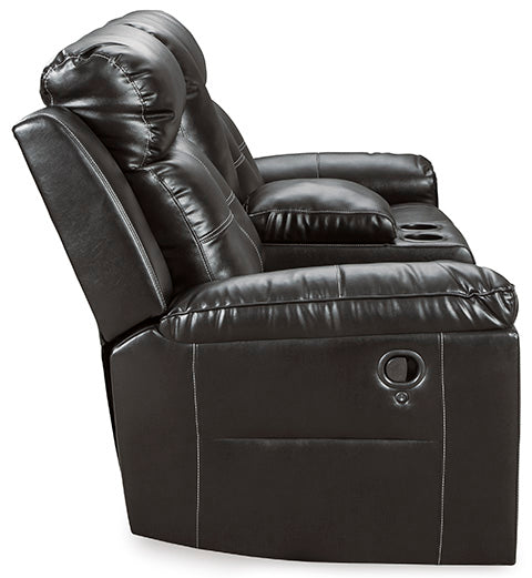 Kempten Black Reclining Loveseat with Console