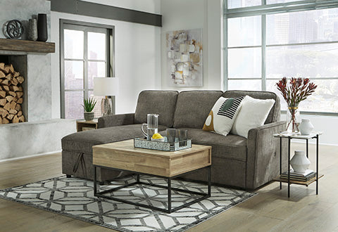 Kerle 2-Piece Charcoal Sectional with Pop Up Bed