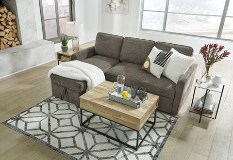 Kerle 2-Piece Charcoal Sectional with Pop Up Bed