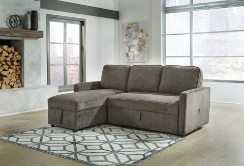 Kerle 2-Piece Charcoal Sectional with Pop Up Bed