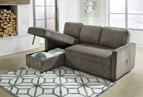 Kerle 2-Piece Charcoal Sectional with Pop Up Bed