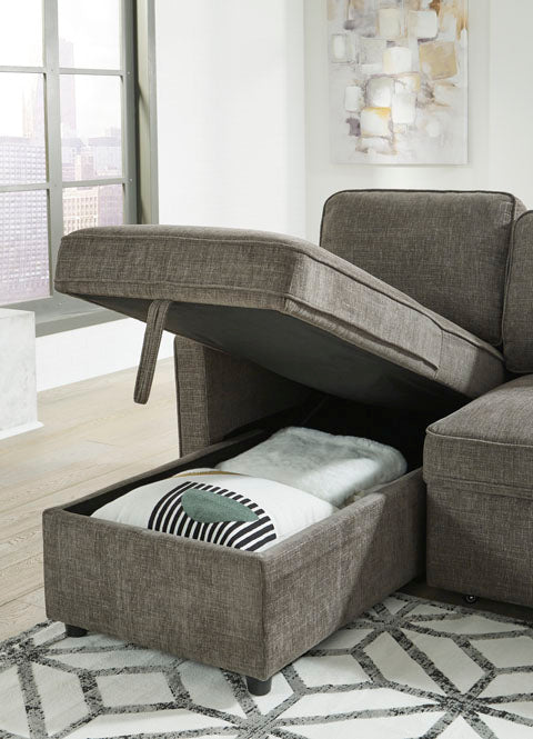 Kerle 2-Piece Charcoal Sectional with Pop Up Bed