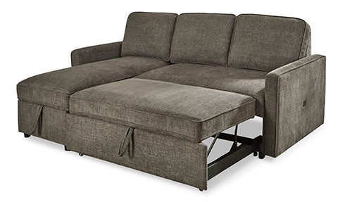 Kerle 2-Piece Charcoal Sectional with Pop Up Bed