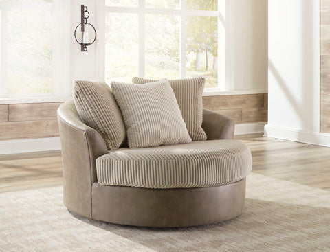 Keskin Sand Oversized Swivel Accent Chair